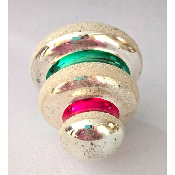 Vintage Shiny Brite USA Glass Christmas Ornaments Ribbed Bulb Shape Red & Green - Picture 8 of 10